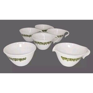 Vtg Corelle Crazy Daisy Coffee Tea Serving Set Hook Mugs Creamer Sugar 1970s MCM